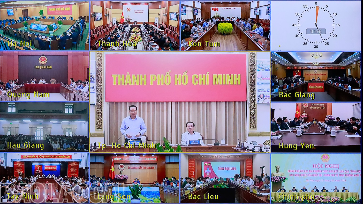 Dự hội nghị có lãnh đạo các bộ, ngành Trung ương và 63 địa phương tại các đầu cầu trực tuyến. (ảnh chụp màn hình) mg-8132.jpg