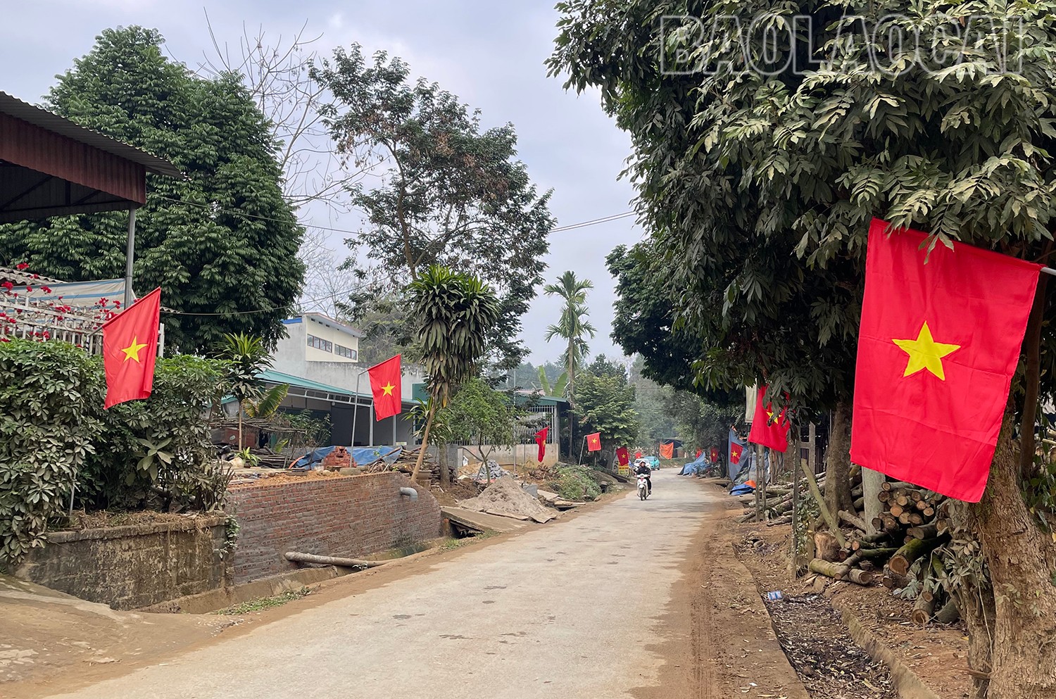 Các hộ dân dọc tuyến đường nông thôn xã Thống Nhất (thành phố Lào Cai) treo cờ Tổ quốc. img-3440.jpg
