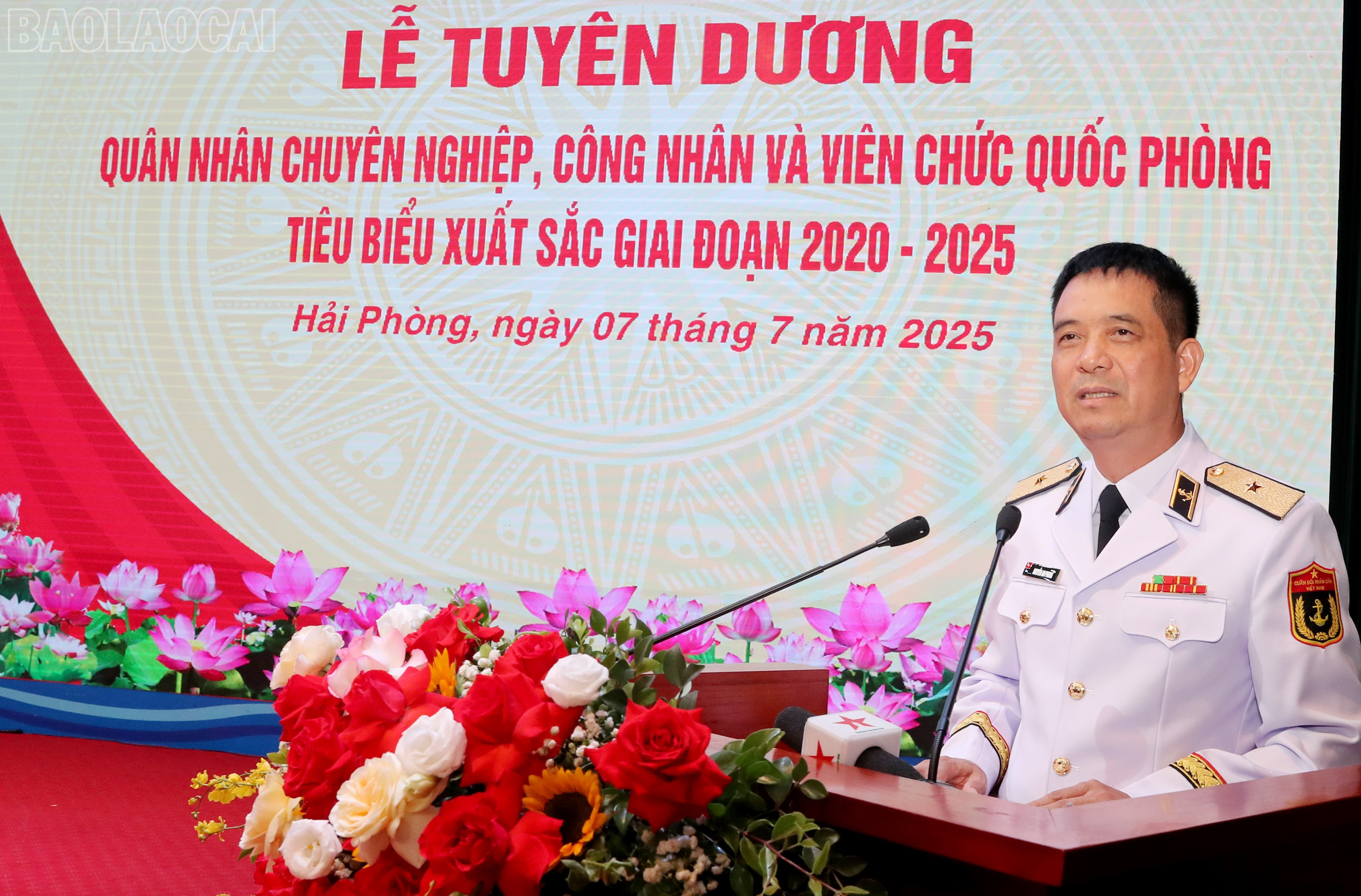 Thiếu tướng Nguyễn An Phong phát biểu tại buổi lễ. baolaocai-tl_thieu-tuong-nguyen-an-phong-chu-tri-buoi-le.jpg