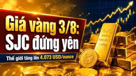Giá vàng hôm nay 3/8: SJC, BTMC, DOJI tăng theo vàng thế giới?