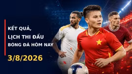 Cập nhật kết quả, lịch thi đấu bóng đá hôm nay 3/8/2026