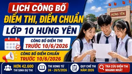 Lịch công bố điểm thi, điểm chuẩn lớp 10 Hưng Yên 2026 mới nhất