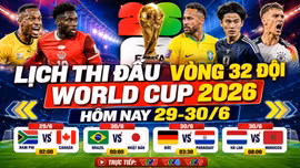 Lịch trực tiếp World Cup 2026 vòng 32 đội hôm nay ngày 29-30/6