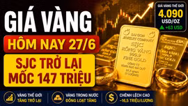 Giá vàng hôm nay 27/6: SJC, BTMC, DOJI, PNJ tăng theo giá vàng thế giới