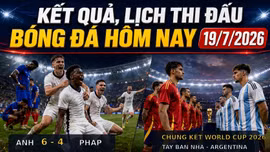 Kết quả, lịch thi đấu bóng đá hôm nay 19/7: Anh thắng Pháp 6-4