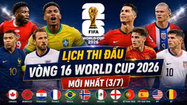 Cập nhật lịch thi đấu vòng 16 đội World Cup 2026 ngày 3/7 mới nhất