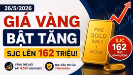 Giá vàng hôm nay 26/5: SJC, BTMC, PNJ, DOJI tăng theo vàng thế giới