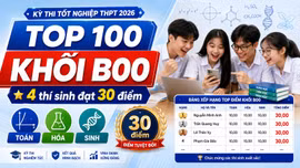 TOP 100 thí sinh điểm cao nhất khối B00 năm 2026: 4 thí sinh đạt tuyệt đối 30 điểm