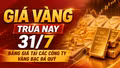 Giá vàng trưa nay 31/7: Bảng giá tại các công ty vàng bạc đá quý