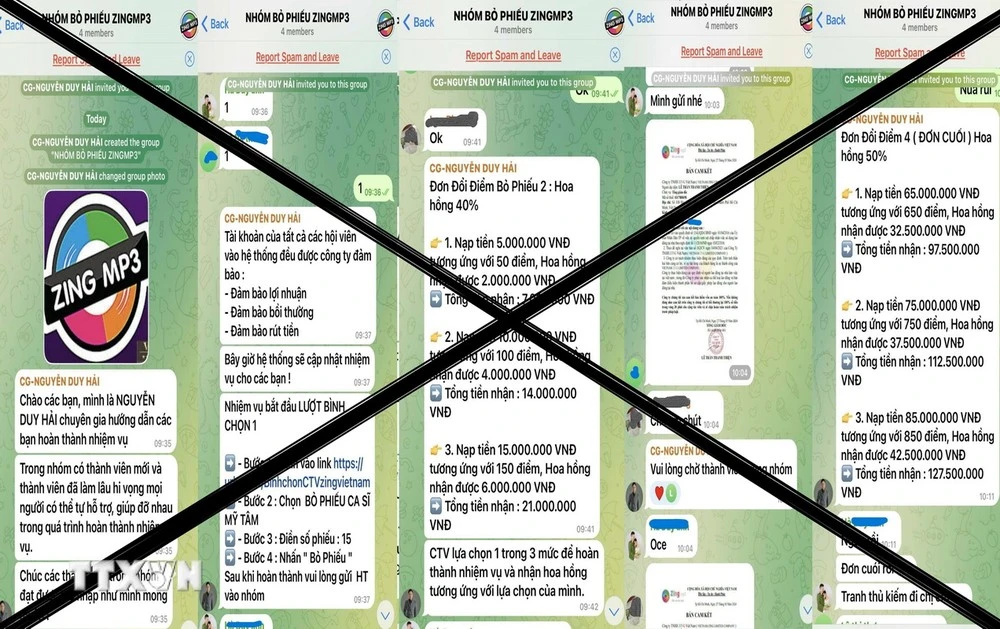 Tin nhắn đối tượng hướng dẫn bà T tham gia làm việc online.