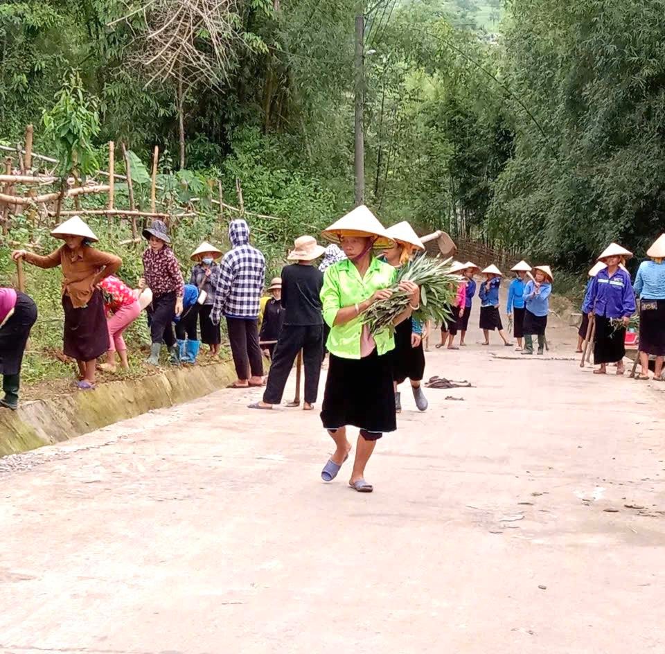 Hội viên phụ nữ phường Cầu Thia tích cực tham gia vệ sinh đường làng, ngõ xóm. 7.jpg