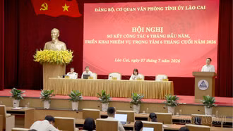 Văn phòng Tỉnh ủy Lào Cai hoàn thành hơn 1.700 nhiệm vụ trong 6 tháng đầu năm 2026