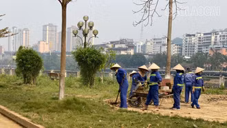 Tiến hành dọn đất, đá tại Công viên Thủy Hoa