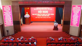 Ban Chỉ huy Phòng thủ khu vực 2 – Bảo Thắng trao đổi công tác quân sự, quốc phòng với các địa phương 