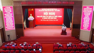 Ban Chỉ huy Phòng thủ khu vực 2 – Bảo Thắng trao đổi công tác quân sự, quốc phòng với các địa phương 