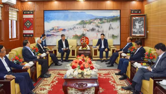 Lãnh đạo tỉnh Lào Cai tiếp xã giao Đoàn Ban Thư ký Quốc hội Lào