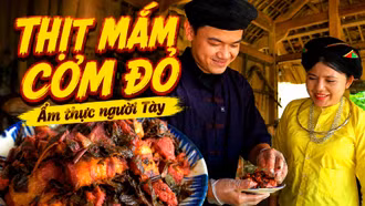 Thưởng thức thịt mắm cơm đỏ của đồng bào Tày