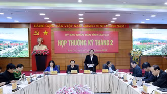 Chủ tịch UBND tỉnh Trịnh Xuân Trường chỉ đạo tại cuộc họp thường kỳ tháng 2/2025