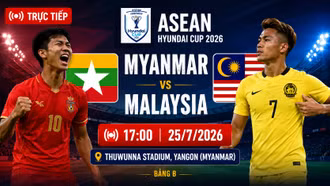 TRỰC TIẾP Myanmar vs Malaysia (17h ngày 25/7): Malaysia quyết giành 3 điểm trên sân khách