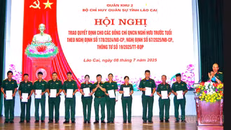  Trao quyết định cho các đồng chí quân nhân chuyên nghiệp nghỉ hưu trước tuổi