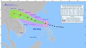 Chiều tối 3/10, bão Matmo vào Biển Đông, dự báo sẽ gây mưa lớn tại Bắc Bộ và Thanh Hóa