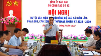 Tổ công tác số 12 của Ban Thường vụ Tỉnh ủy duyệt văn kiện Đại hội Đảng bộ các xã Bản Lầu, Pha Long, Cao Sơn