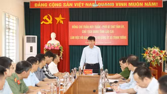 Chủ tịch UBND tỉnh Trần Huy Tuấn kiểm tra tình hình hoạt động tại phường Cam Đường và xã Trịnh Tường