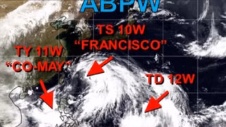 Ba cơn bão cùng hoạt động trên khu vực Tây Bắc Thái Bình Dương