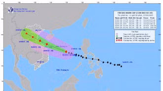 Bão số 10 (Bualoi) di chuyển với tốc độ khoảng 35km/h và có khả năng mạnh lên