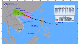 Bão số 11 giật cấp 15 ảnh hưởng trực tiếp đến Bắc Bộ và Bắc Trung Bộ từ chiều tối nay