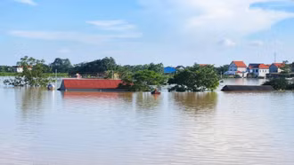 Nước sông Cầu dâng cao, nhiều ngôi nhà ở Bắc Ninh vẫn chìm trong biển nước lũ