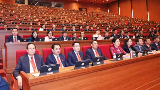 Một số hình ảnh của Đoàn đại biểu Đảng bộ tỉnh Lào Cai tại ngày làm việc đầu tiên Đại hội XIV của Đảng