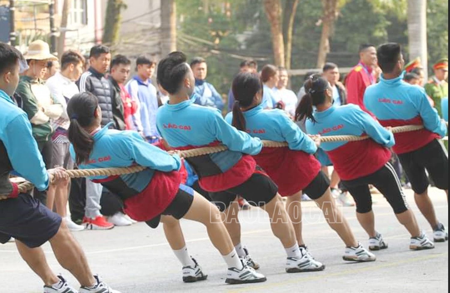 Vận động viên Lào Cai thi đấu bộ môn kéo co. 4b.jpg
