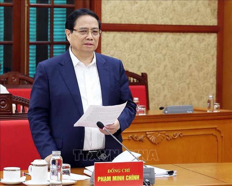 Thủ tướng Phạm Minh Chính phát biểu tại buổi làm việc. Thủ tướng Phạm Minh Chính phát biểu tại buổi làm việc.