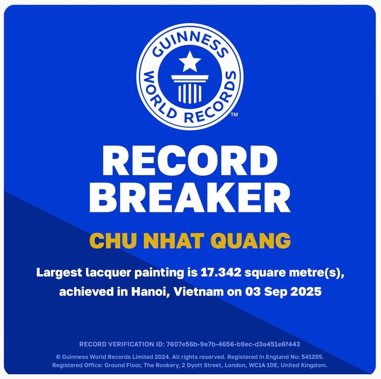 Thông báo của Tổ chức Kỷ lục Guinness thế giới. Thông báo của Tổ chức Kỷ lục Guinness thế giới.