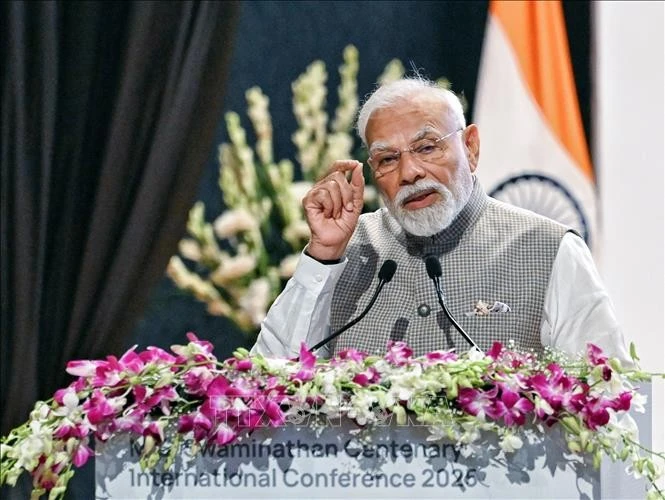 Thủ tướng Ấn Độ Narendra Modi phát biểu tại thủ đô New Delhi, ngày 7/8/2025.