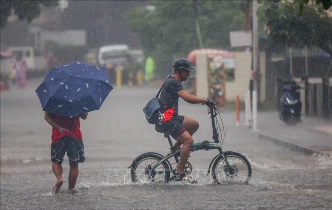 Tuyến phố bị ngập sau những trận mưa lớn do bão Wipha tại Philippines. bao-philipin-3047.jpg