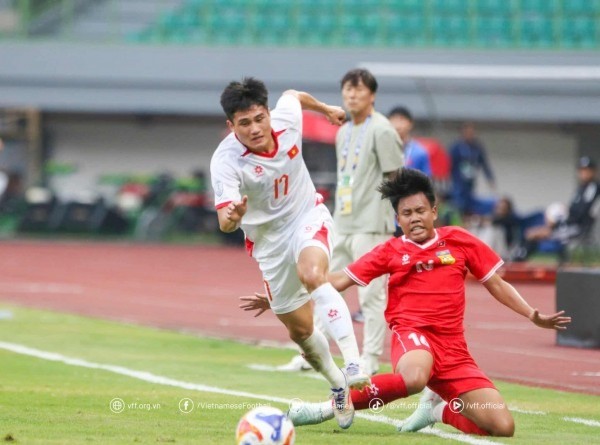 U23 Việt Nam so tài cùng U23 Lào trong trận đấu thuộc bảng B tại Giải vô địch U23 Đông Nam Á 2025. vn-lao-9086.jpg