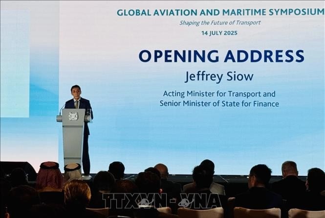 Quyền Bộ trưởng Giao thông vận tải Singapore Jeffrey Siow phát biểu khai mạc hội nghị. 15-7-hoi-nghi-singapore-6186.jpg