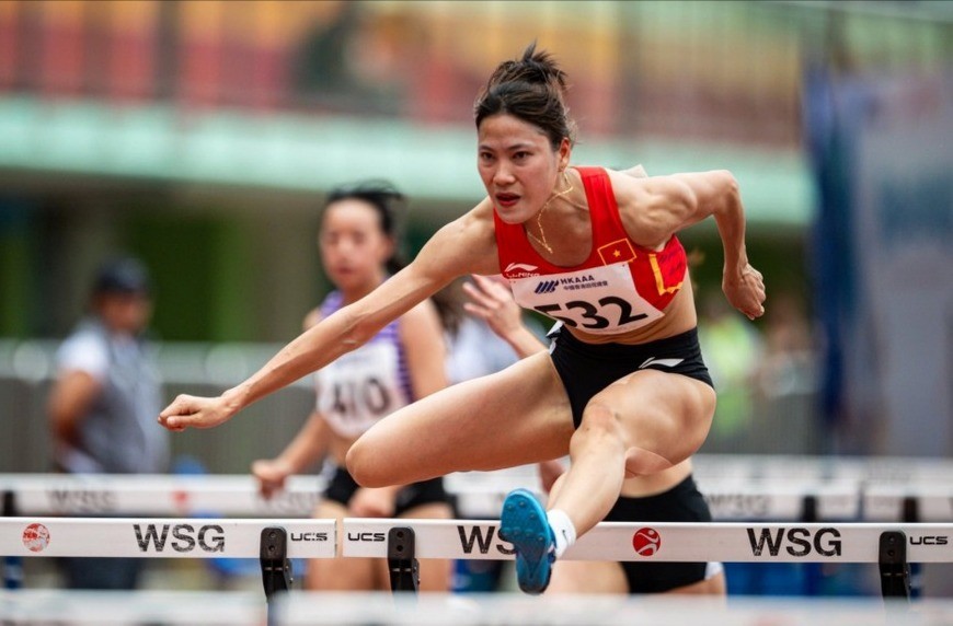 Bùi Thị Nguyên giành Huy chương Vàng 100m rào nữ Giải điền kinh Hồng Kông (Trung Quốc) mở rộng 2025. the-thao-vn-1-7560.jpg