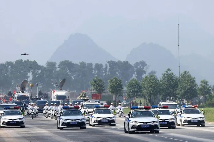 Khối xe của lực lượng Cảnh sát giao thông.