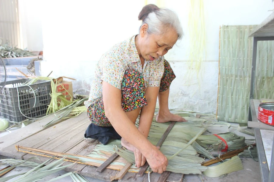 Bà Đặng Thị Hiền (70 tuổi) - một trong 20 hộ dân còn giữ nghề tại làng.