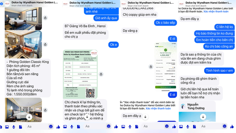 Loạt tin nhắn đặt phòng qua Facebook khiến người dân "mất tiền oan". lua-dao-khach-san-2.png