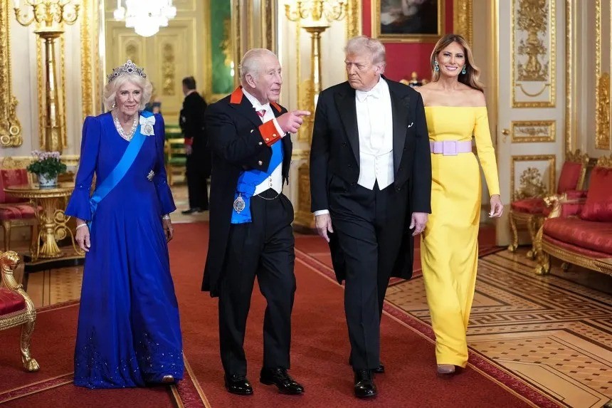 Nữ hoàng Camilla, Vua Charles và vợ chồng Tổng thống Trump dự tiệc chiêu đãi cấp nhà nước tại Lâu đài Windsor. 9.jpg