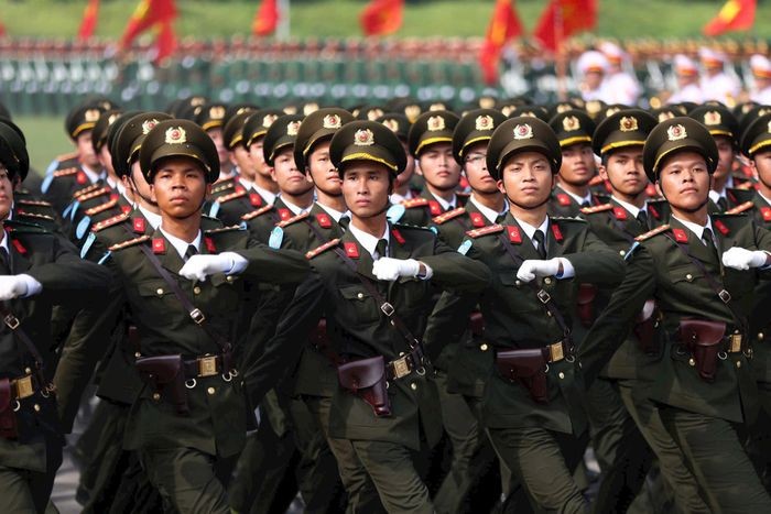 Phần diễu binh của khối thuộc lực lượng Công an nhân dân. Phần diễu binh của khối thuộc lực lượng Công an nhân dân.