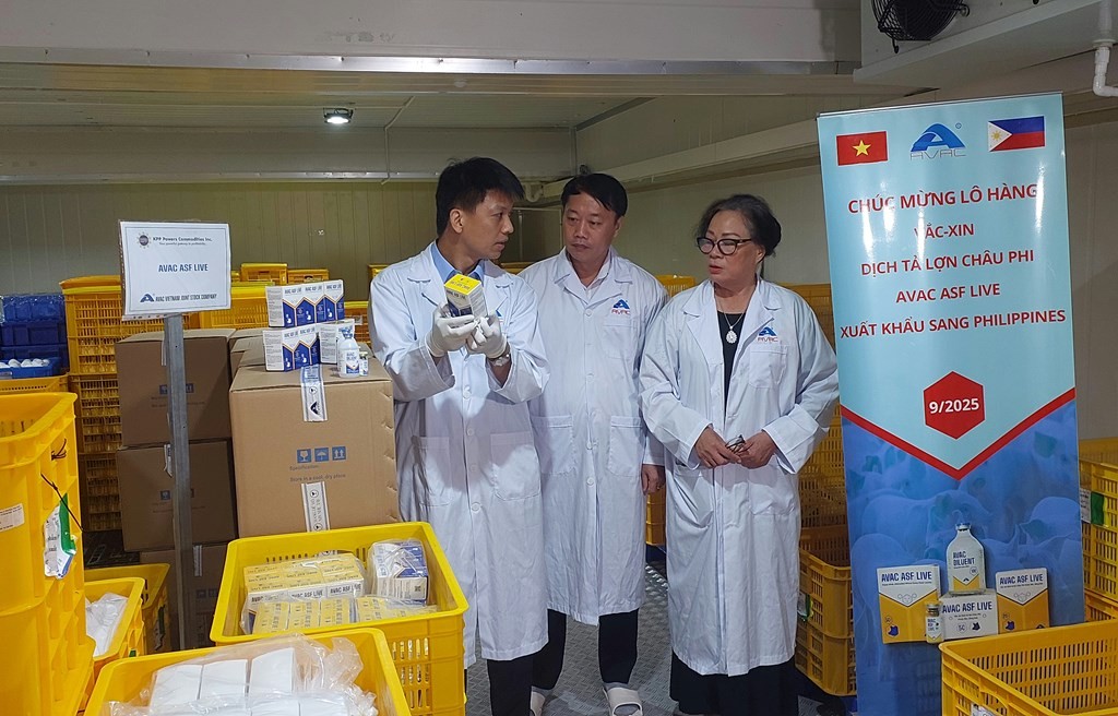 Tiến sĩ Nguyễn Văn Điệp, Tổng giám đốc Công ty cổ phần AVAC Việt Nam giới thiệu về vaccine AVAC ASF LIVE. Tiến sĩ Nguyễn Văn Điệp, Tổng giám đốc Công ty cổ phần AVAC Việt Nam giới thiệu về vaccine AVAC ASF LIVE.