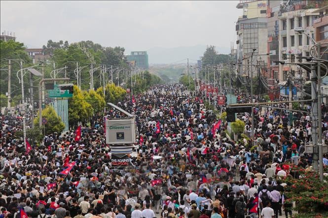 Biểu tình bạo loạn phản đối Chính phủ tại thủ đô Kathmandu, Nepal ngày 8/9/2025. nepal.jpg