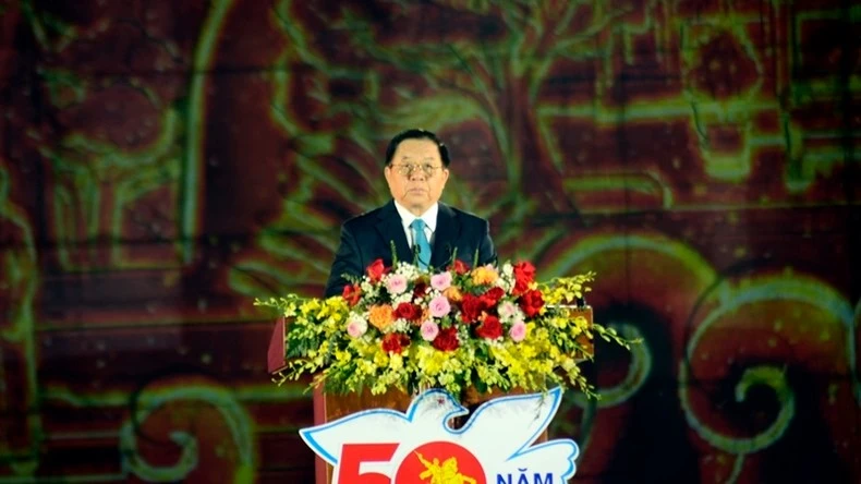 Đồng chí Nguyễn Trọng Nghĩa phát biểu tại buổi lễ.