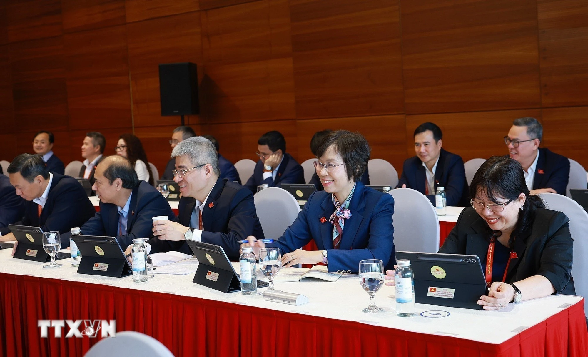 Đại biểu Đoàn Đảng bộ Chính phủ thảo luận tại Đoàn. (Ảnh: TTXVN)