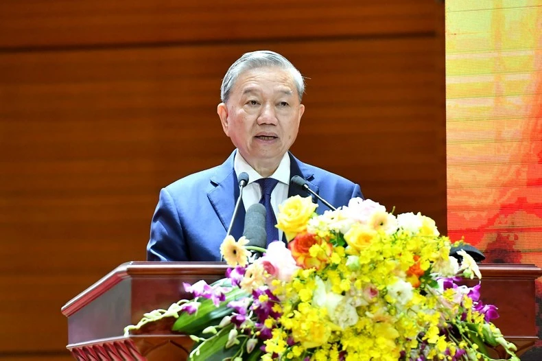 Tổng Bí thư Tô Lâm phát biểu tại buổi gặp mặt. (Ảnh: ĐĂNG KHOA)